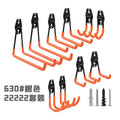 Carbon steel wire-wrap board storage hook in bright orange, black, or grey with mounting screws