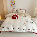 Winter Christmas cartoon bedding four-piece set with Xuefu Milk Pastry pattern on polyester fabric
