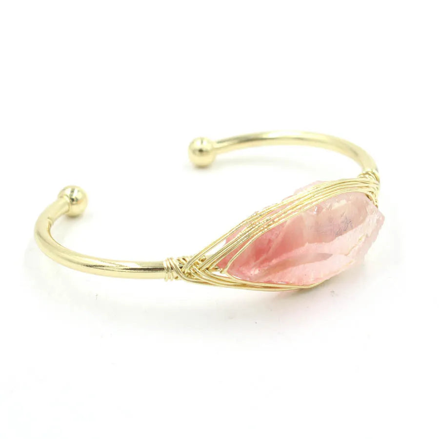 Natural raw gemstone bracelet with 8mm beads in multiple colour options on wrist
