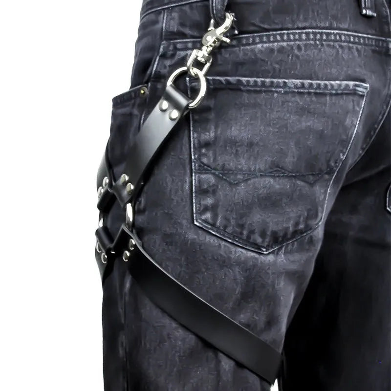 Black PU leather leggings with form-fitting cut on a model.