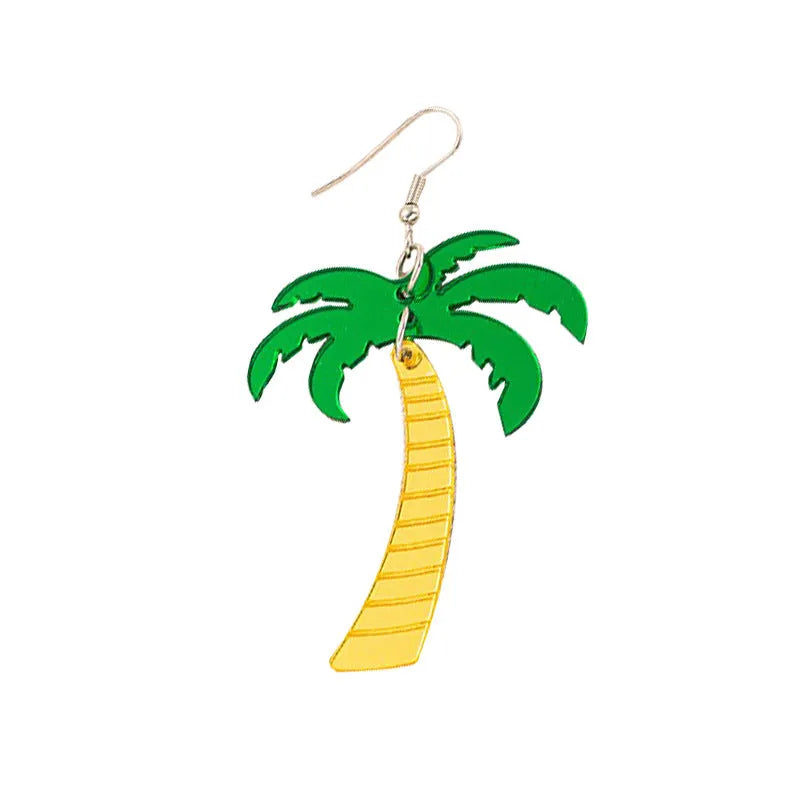 Drop-shaped coconut artocarpus pattern earrings with alloy hooks in five colour variations