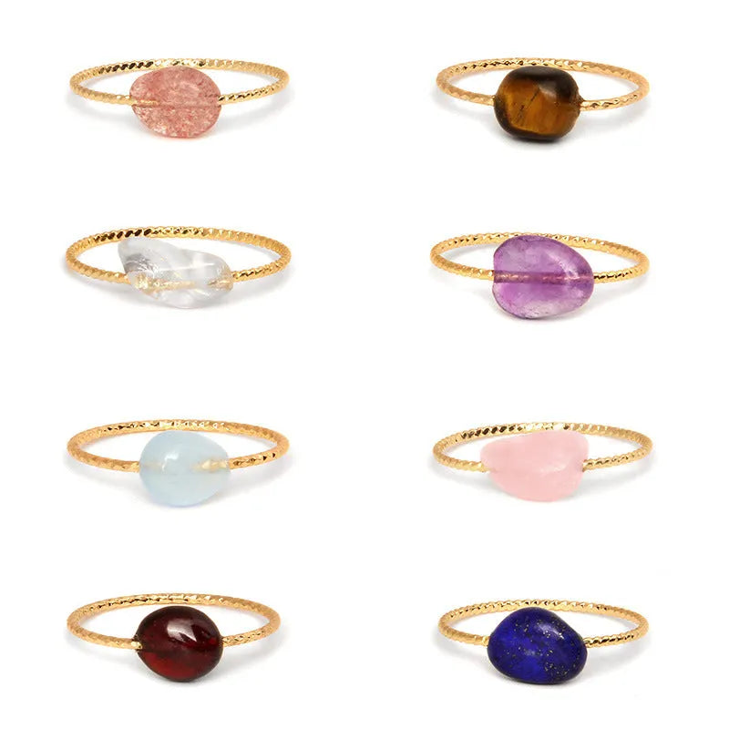 Original design geometric agate women's ring showing coloured stone in structured setting