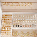 108-piece set of geometric pearl earrings with gold and yellow electroplated finishes without box packaging