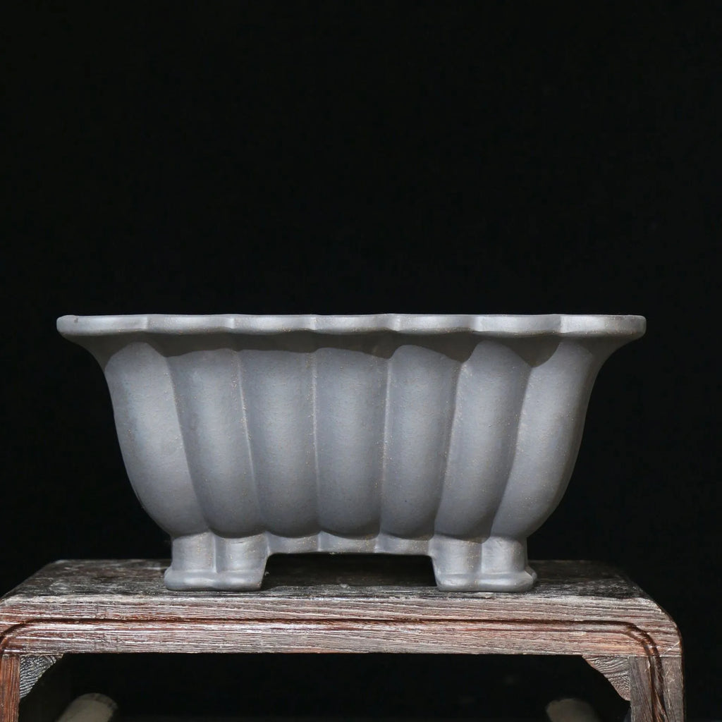 Square purple sand ceramic bonsai pot with 37cm diameter for desktop plant display