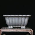 Square purple sand ceramic bonsai pot with 37cm diameter for desktop plant display