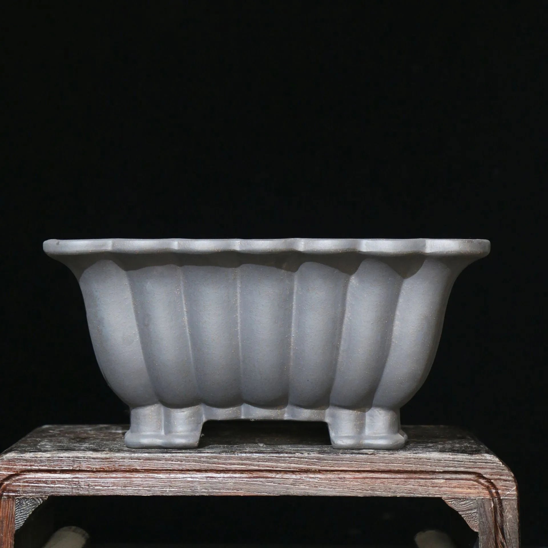 Square purple sand ceramic bonsai pot with 37cm diameter for desktop plant display