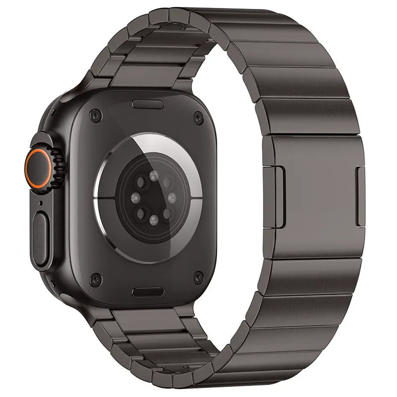 Stainless steel magnetic buckle watch strap for Apple iPhone in silver colour