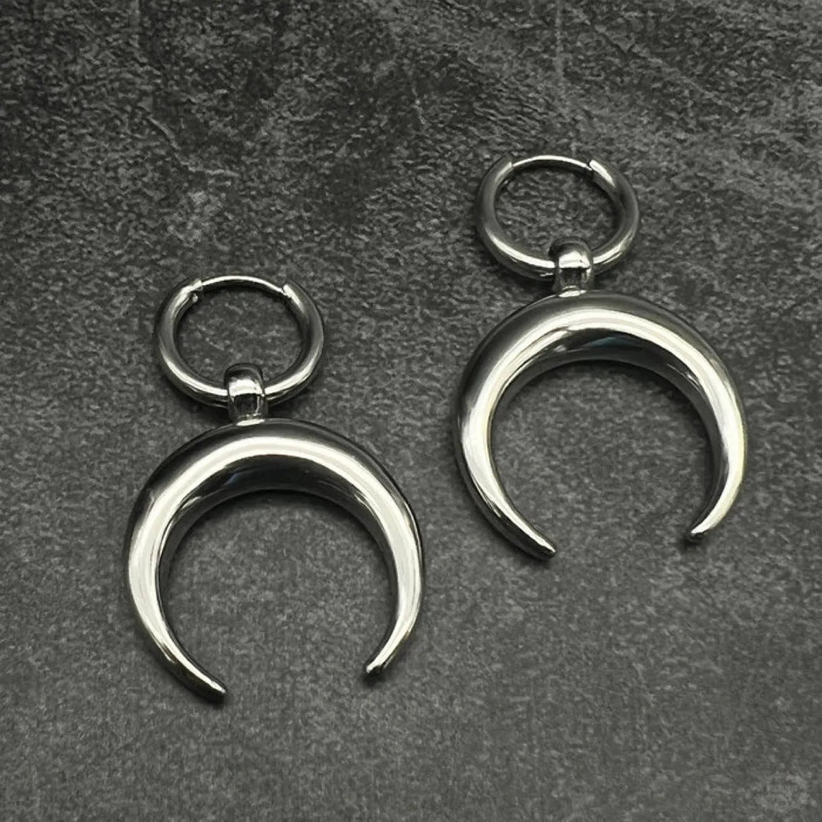 Silver 18K gold plated alloy gothic moon ear clip earrings with geometric punk style for women