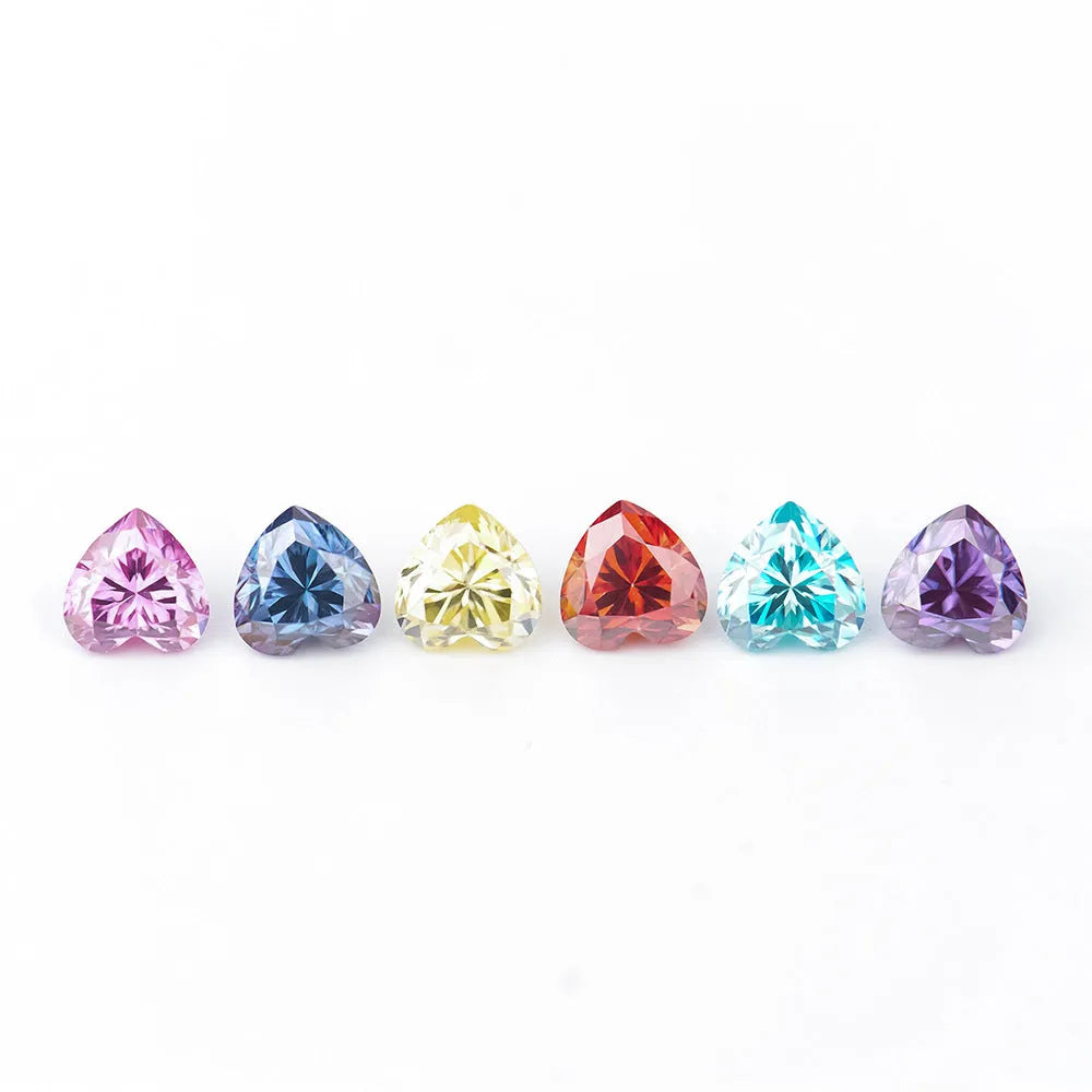 Lemon yellow heart-shaped moissanite gemstone measuring 11mm by 11mm on a plain background.