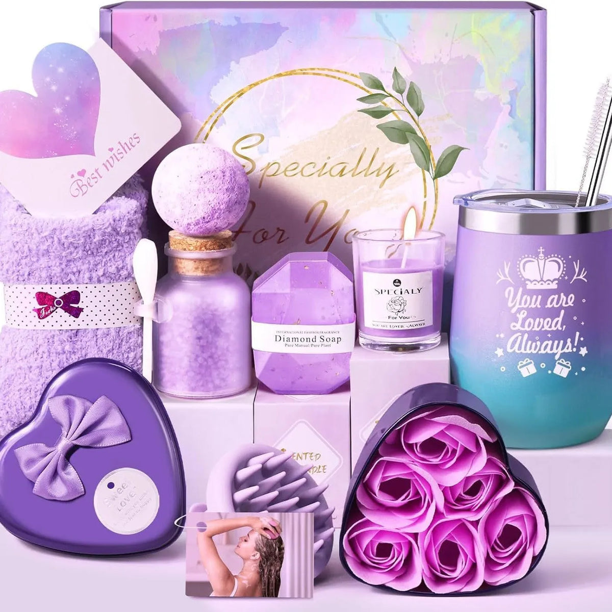 Soy wax aromatherapy candle bath set gift box in modern simplicity style, showing colour variation options