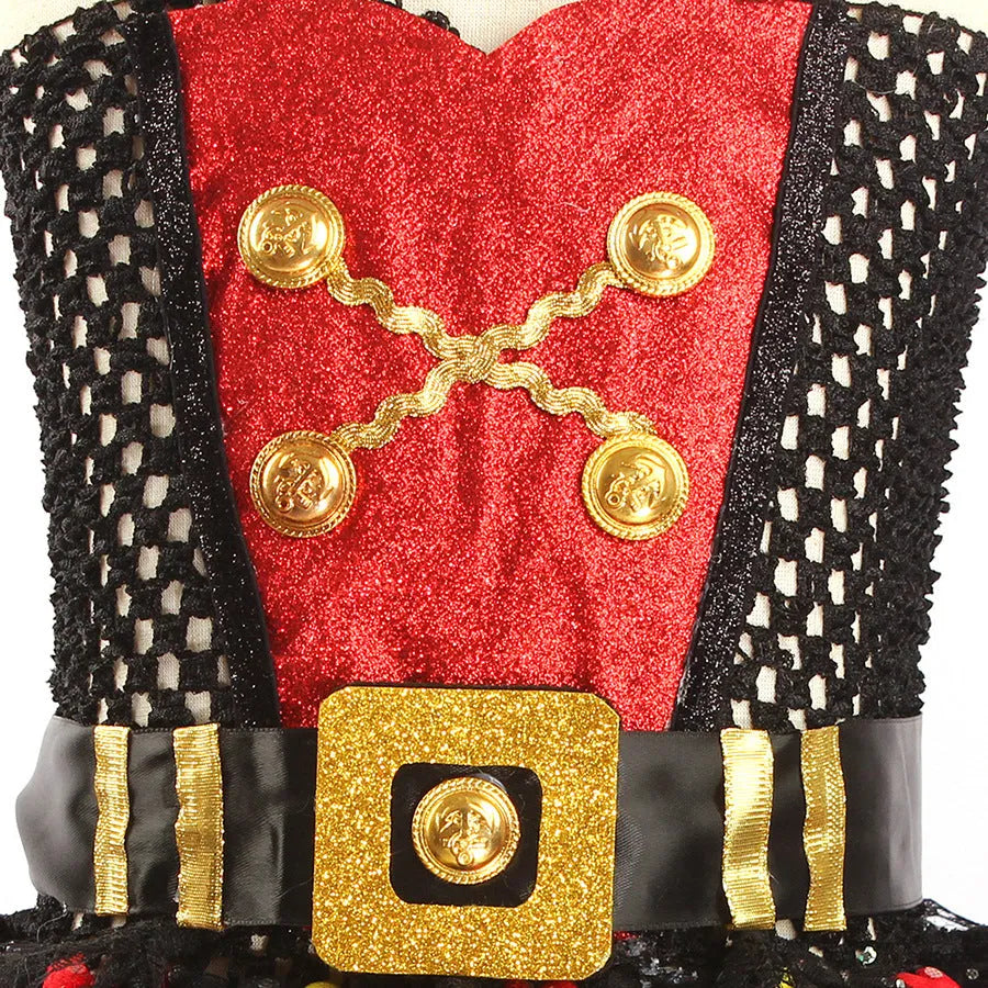 Girls pirate costume dress with sequin decoration and mesh sleeves for Halloween