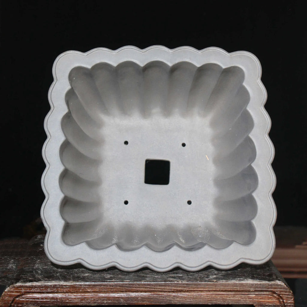 Square purple sand ceramic bonsai pot with 37cm diameter for desktop plant display