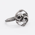 Titanium steel double snake ring with retro design in steel colour