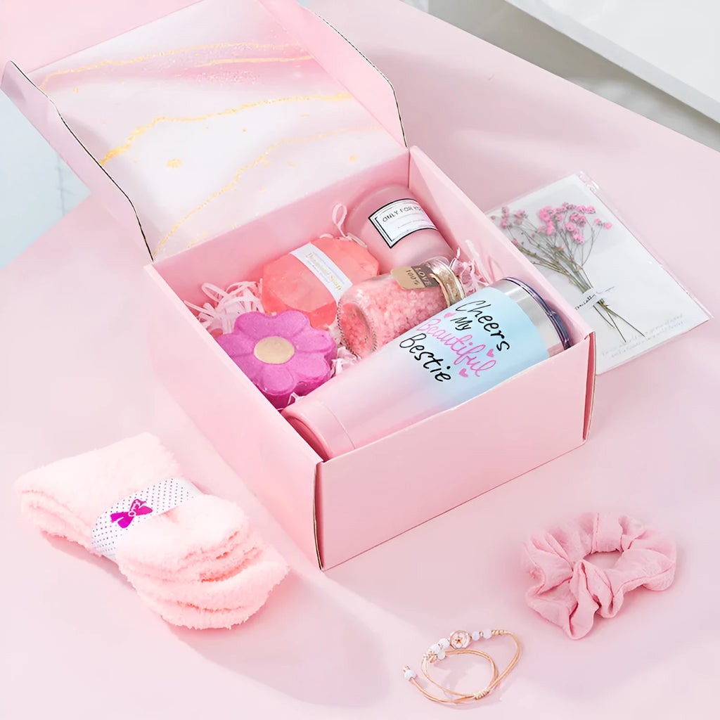 Soy wax aromatherapy candle bath set gift box in modern simplicity style, showing colour variation options