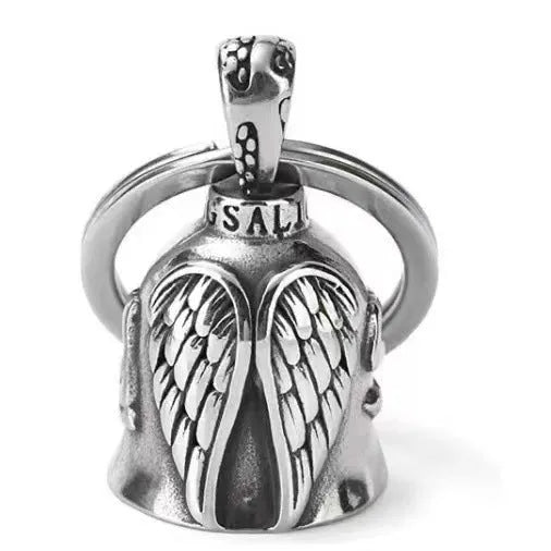 White vintage angel wings necklace and keychain set with electroplated alloy feather pendant