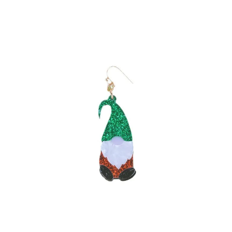 Santa Claus acrylic fashion earrings with cartoon character design in red and green colour options