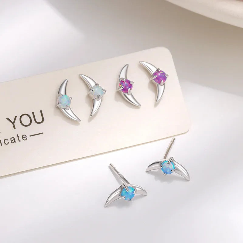 Women's geometric earrings in 925 silver with electroplated finish and cubic zirconia stones