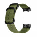 Fitbit Charge nylon replacement strap with three-ring buckle in army green colour.