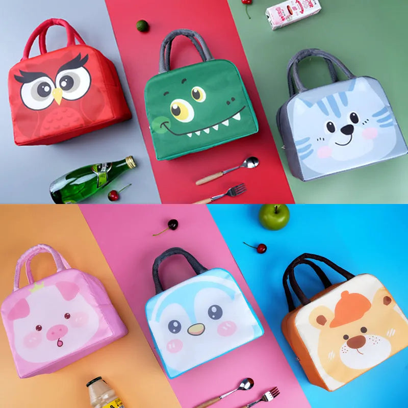 Cartoon insulated lunch box bag with thick aluminium foil insulation in orange bear design