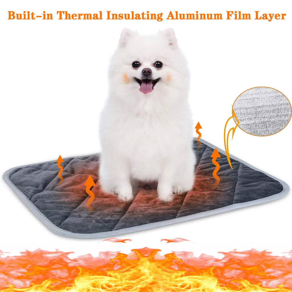 Grey multi-layer pet cushion shown in four available size options for cats and dogs