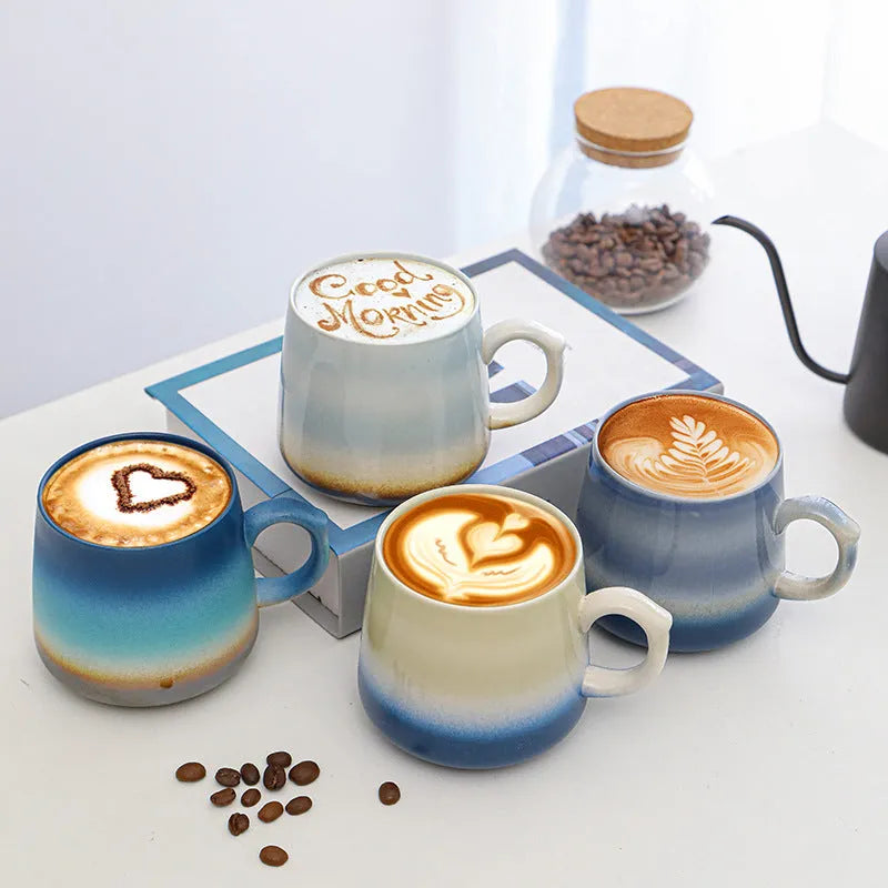Large-capacity retro style coffee mug measuring 8.5cm tall with 8cm diameter