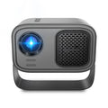 Black smart portable projector with HD 1280×720 resolution and included remote control