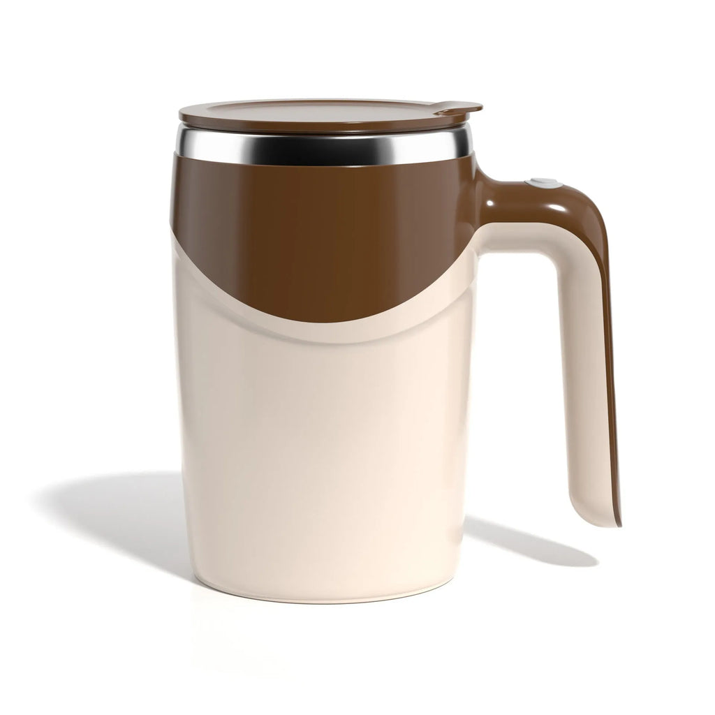 Rechargeable automatic stirring cup with ABS shell and 304 stainless steel liner, 301-400ml, white or brown