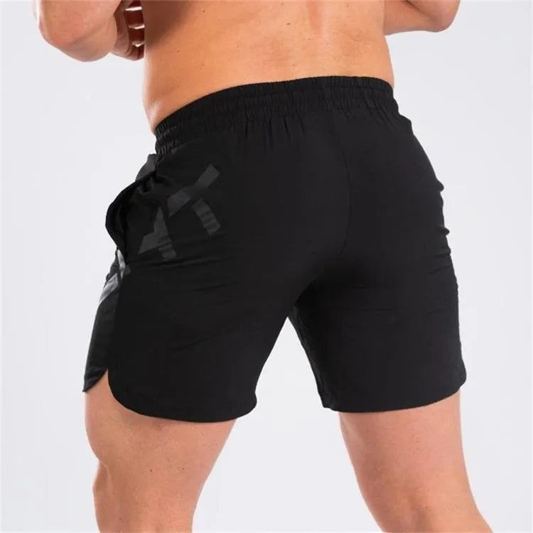 Men's black knee-length running shorts with quick-dry fabric for summer training