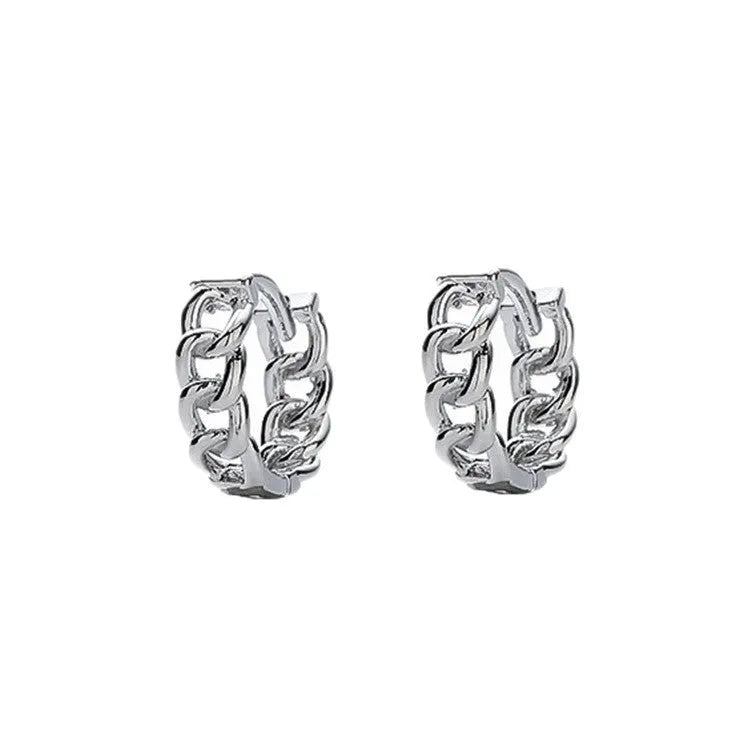 Men's copper geometric hip hop earrings in 10mm and 14mm sizes with auspicious cloud design