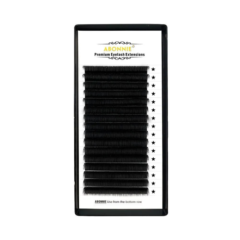 16-row mink hair false eyelashes showing dense arrangement in lengths from 8mm to 18mm