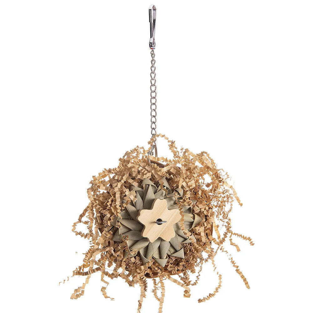Three different parrot gnawing toys in set for chewing enrichment and beak exercise