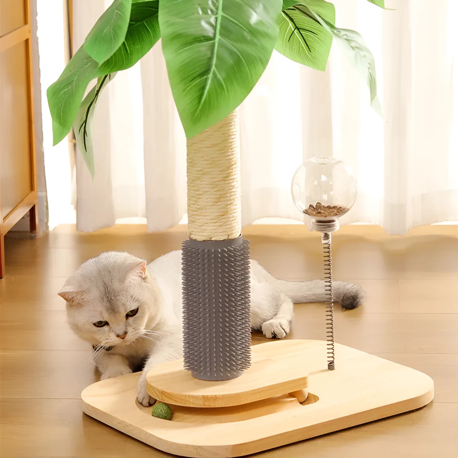 Vertical wooden cat scratching post with Canna-coloured finish measuring 0.6 metres tall