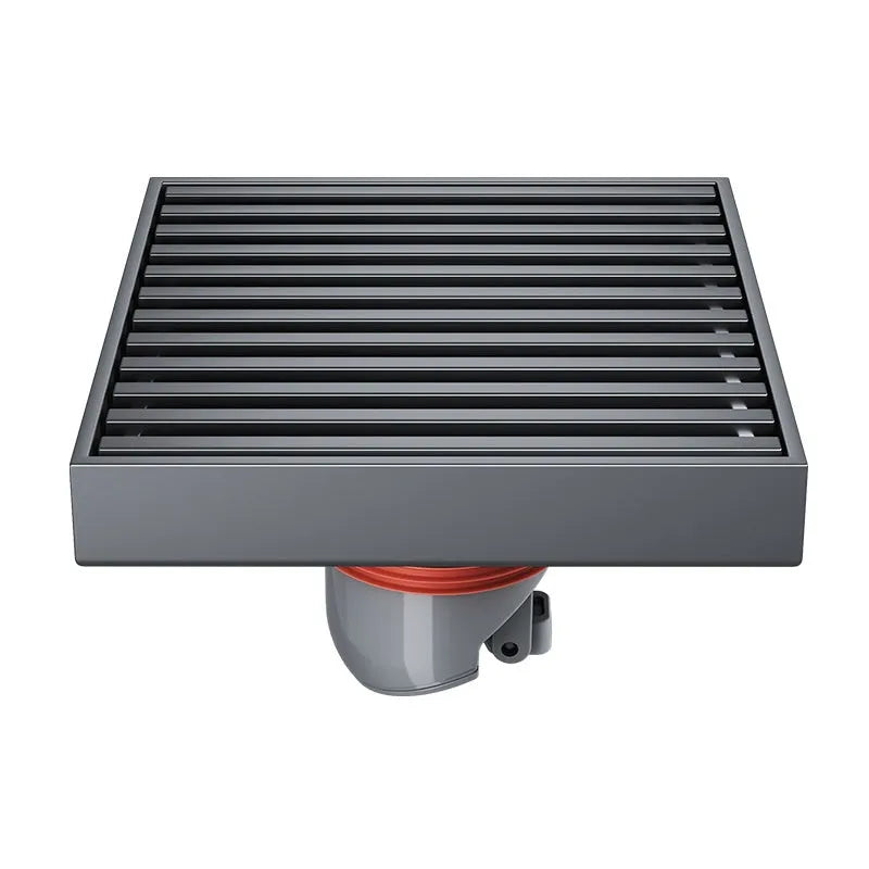 Gun grey 304 stainless steel courtyard deodorant floor drain with 15x15cm square grating