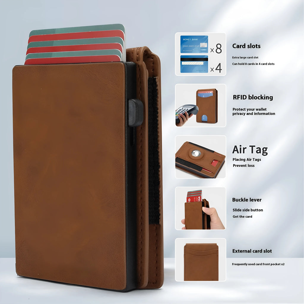 Men's synthetic leather card holder wallet in black, dark brown and light brown colour options