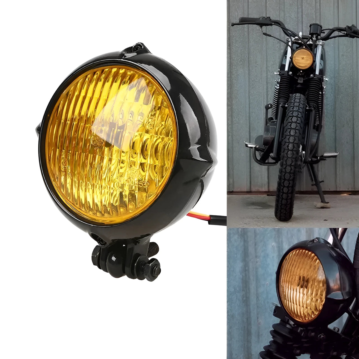 Harley Davidson retro black cast aluminium motorcycle headlight with Halogen bulb