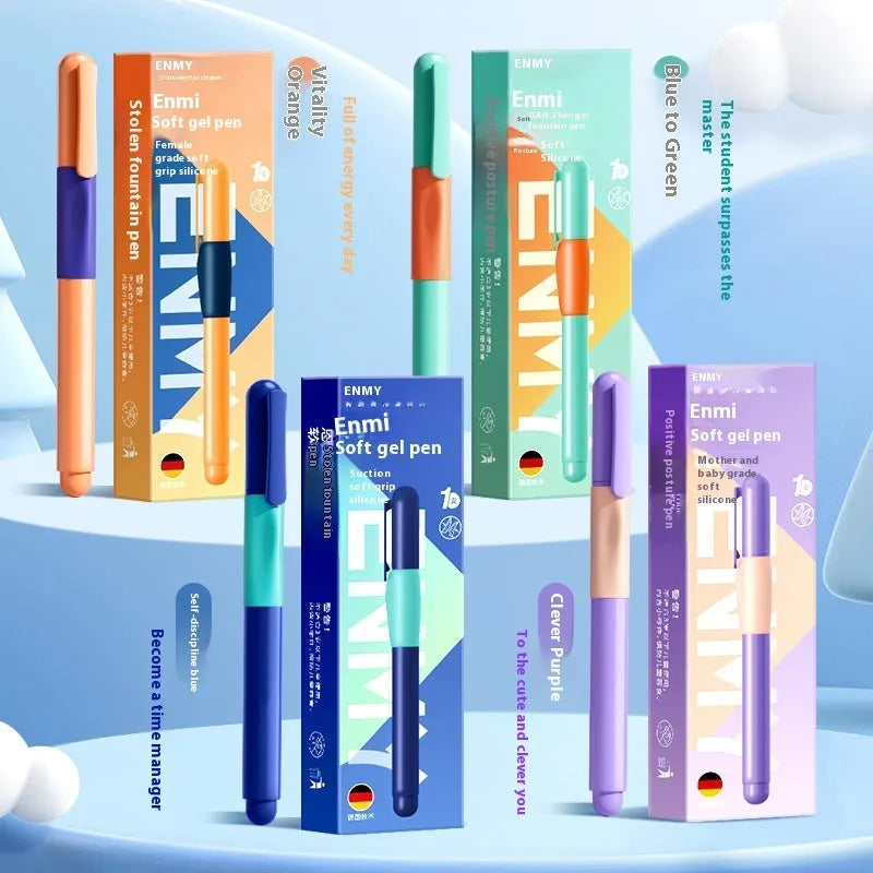 Student Posture Correction Pen in boxed packaging, showing blue, green-gradual, purple, and orange colour options.