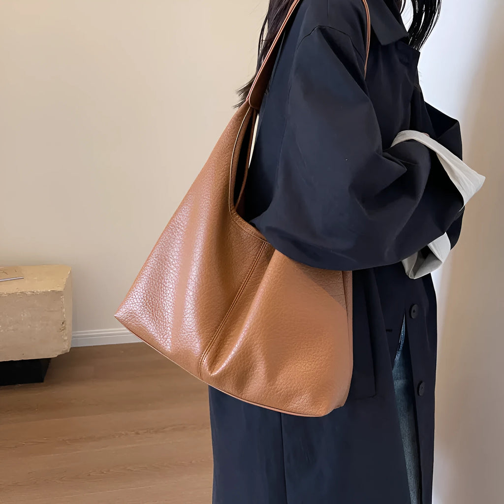 2Pcs women's large capacity PU shoulder bag set with small wallet in beige, black, apricot, brown, coffee, or khaki