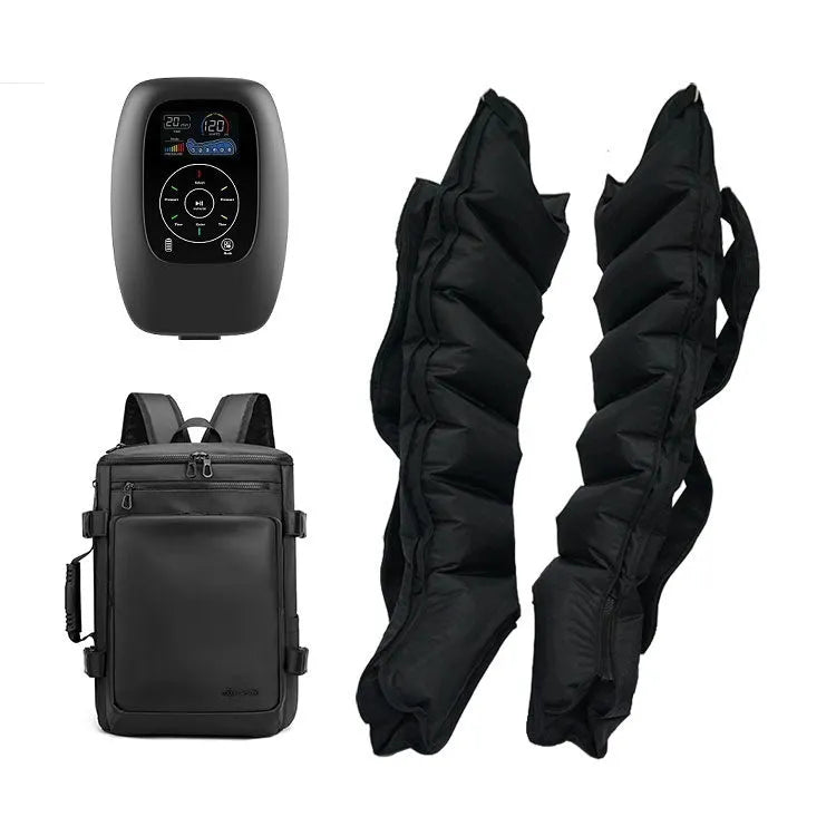 Air compression leg, arm, and waist massager with remote control and multiple size attachments