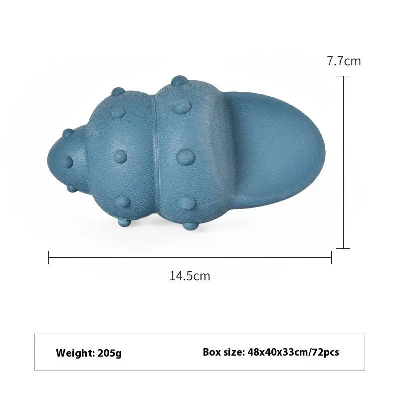 Deep sea shark rubber dog toy with conch and starfish shape variants in blue and green colours