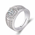 Adjustable copper men's ring with large square diamond design in gold or platinum colour