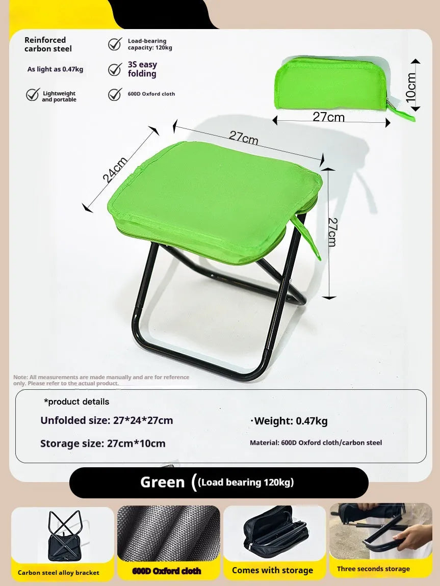 Lightweight foldable camp stool in pencil box design with Oxford cloth fabric