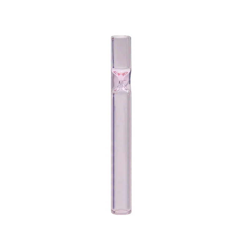 Clear glass telescopic smoke pipe with straight suction nozzle showing transparent colour-mixing effect