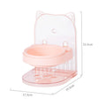 Grey cat feeding bowl with cat ears design and neck protection collar on removable hanging cage