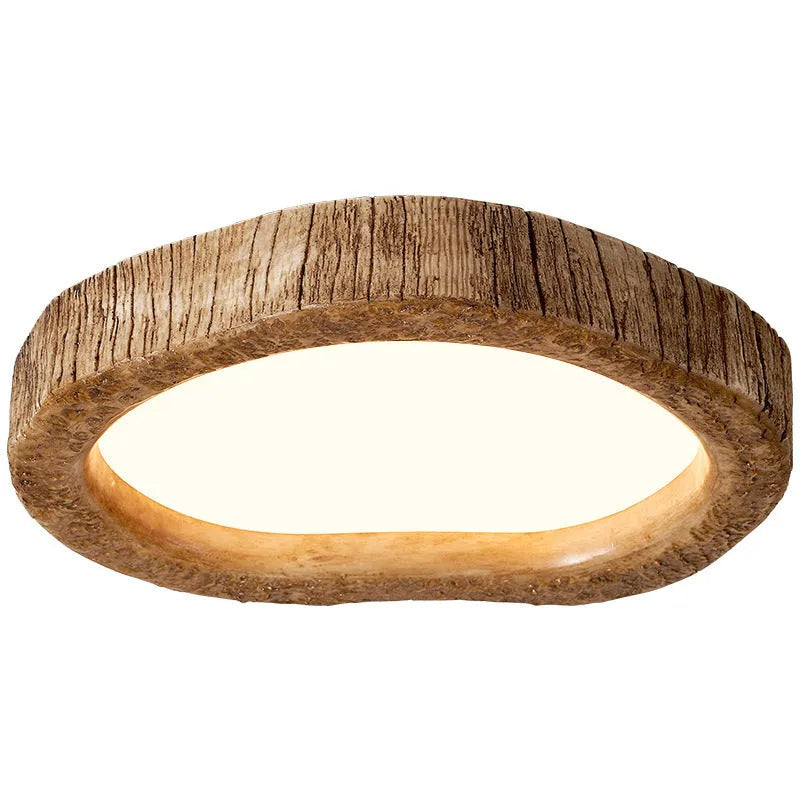 Wood grain finish Chinese style ceiling lamp with integrated LED light source