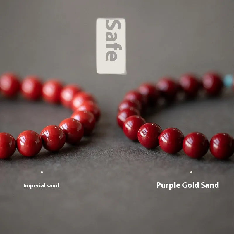 Purple Gold Sand cinnabar bracelet with geometric ellipse beads in unisex design