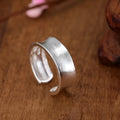 Adjustable opening frosted sterling silver ring with geometry design