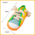 Dog sound slippers chewing toy in rock yellow, black, or sea fog blue plastic with bendable squeaker