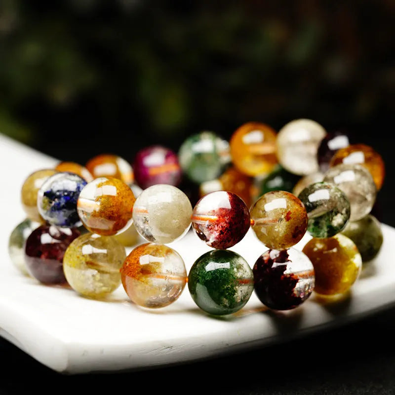 Crystal ghost cornucopia bracelet with 10mm beads in retro ethnic style
