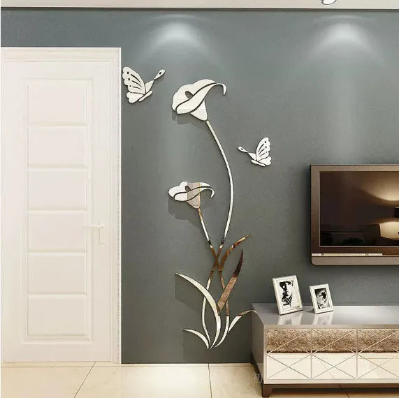 3D acrylic lily wall sticker showing dimensional floral design in pink colour