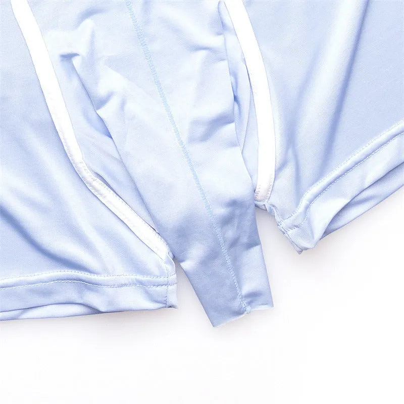 Men's ice silk breathable solid colour boxer shorts in mid-waist design